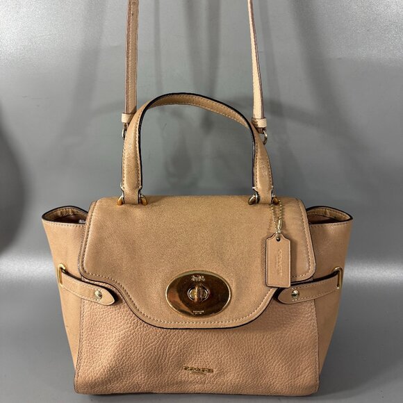 COACH F32106 BLAKE FLAP CARRYALL IN BEECHWOOD/LIGHT GOLD - Picture 1 of 14